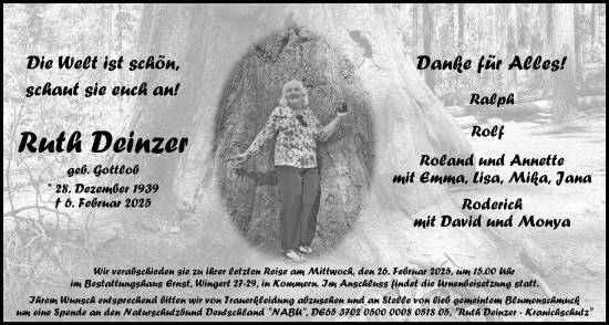 Anzeige von Ruth Deinzer von  Blickpunkt Euskirchen 
