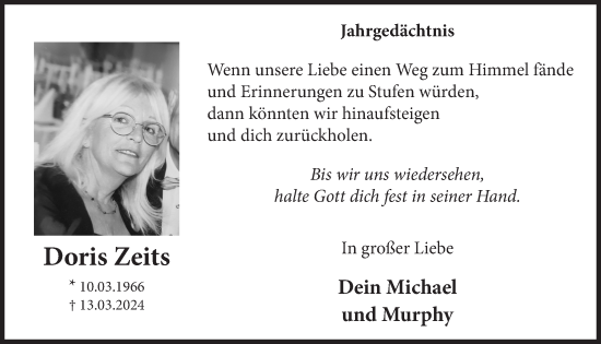 Anzeige von Doris Zeits von  Werbepost 