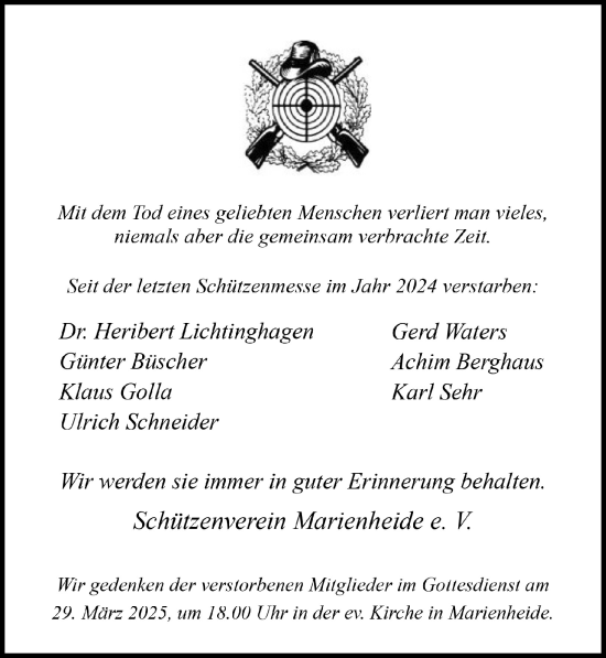 Anzeige von Gerd Waters von  Anzeigen Echo 