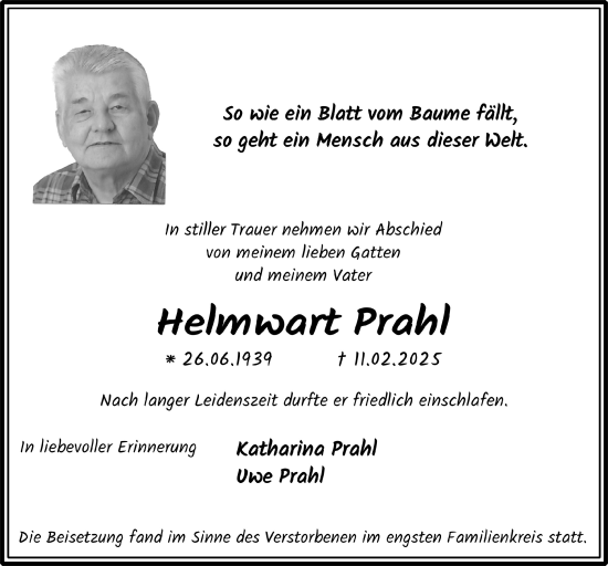 Anzeige von Helmwart Prahl von  Blickpunkt Euskirchen 
