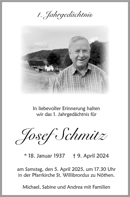 Anzeige von Josef Schmitz von  Blickpunkt Euskirchen 
