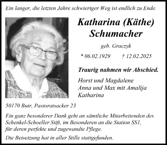 Anzeige von Katharina Schumacher von  Werbepost 