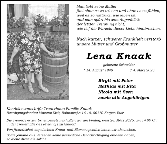 Anzeige von Lena Knaak von  Werbepost 
