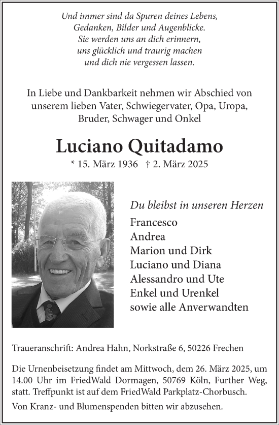 Anzeige von Luciano Quitadamo von  Wochenende 
