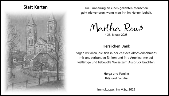 Anzeige von Martha Reuß von  Bergisches Handelsblatt 