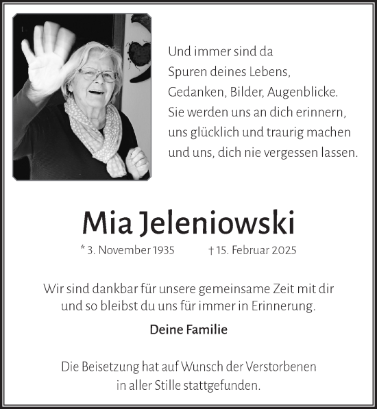 Anzeige von Mia Jeleniowski von  Werbepost 