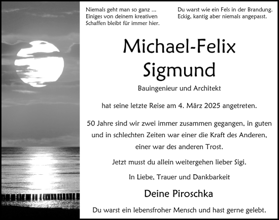 Anzeige von Michael-Felix Sigmund von  Anzeigen Echo 