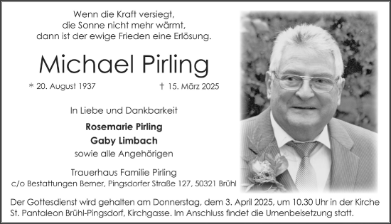 Anzeige von Michael Pirling von  Schlossbote/Werbekurier 