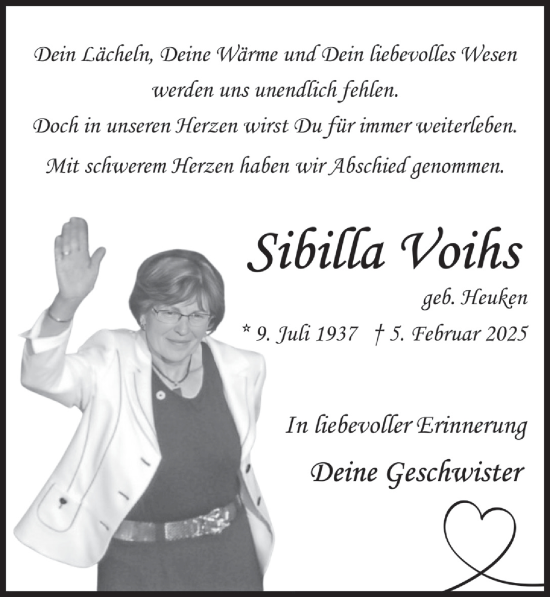 Anzeige von Sibilla Voihs von  Blickpunkt Euskirchen 
