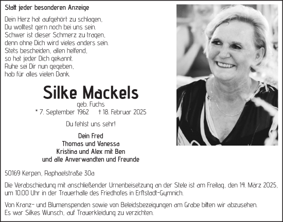 Anzeige von Silke Mackels von  Werbepost 