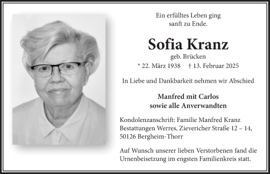Anzeige von Sofia Kranz von  Werbepost 
