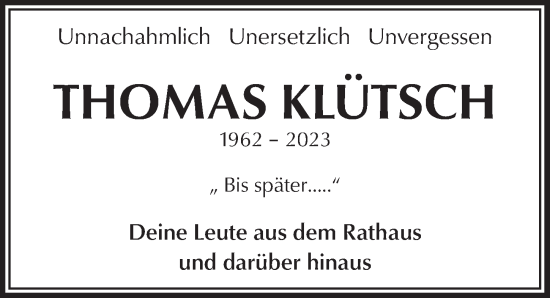 Anzeige von Thomas Klütsch von  Werbepost 