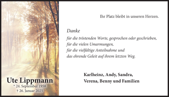 Anzeige von Ute Lippmann von  Bergisches Handelsblatt 