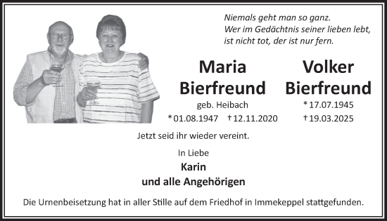 Anzeige von Volker Bierfreund von  Bergisches Handelsblatt 