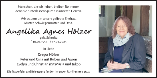 Anzeige von Angelika Agnes Hölzer von  Bergisches Handelsblatt 