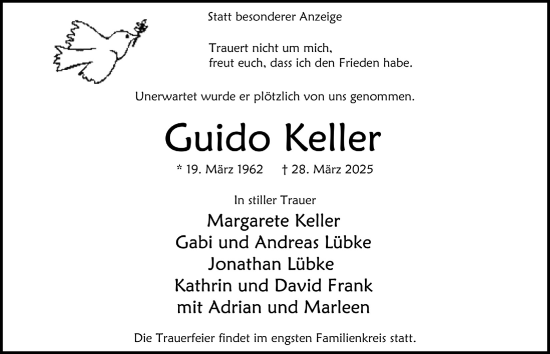 Anzeige von Guido Keller von  Anzeigen Echo 