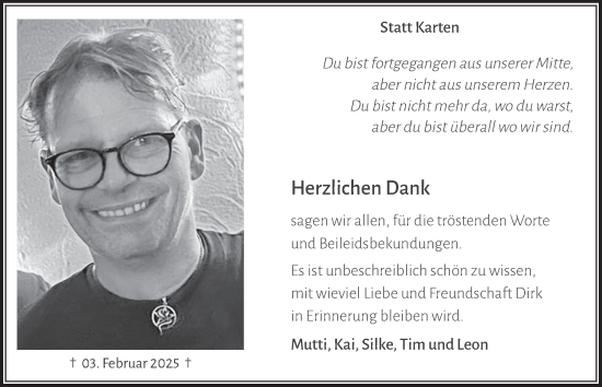 Anzeige von Herzlichen Dank  von  Werbepost 