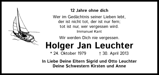 Anzeige von Holger Jan Leuchter von Kölner Stadt-Anzeiger / Kölnische Rundschau / Express