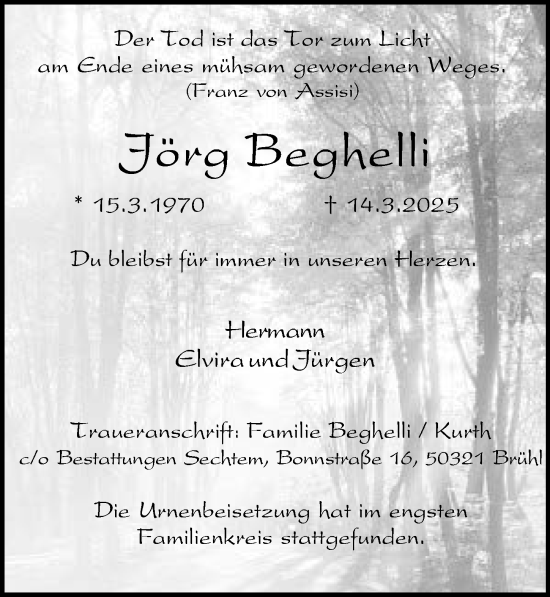 Anzeige von Jörg Beghelli von  Schlossbote/Werbekurier 