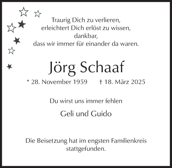 Anzeige von Jörg Schaaf von  Schlossbote/Werbekurier 