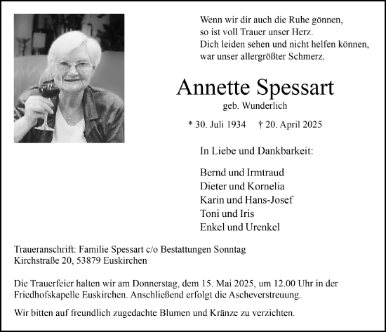 Anzeige von Annette Spessart von  Blickpunkt Euskirchen 