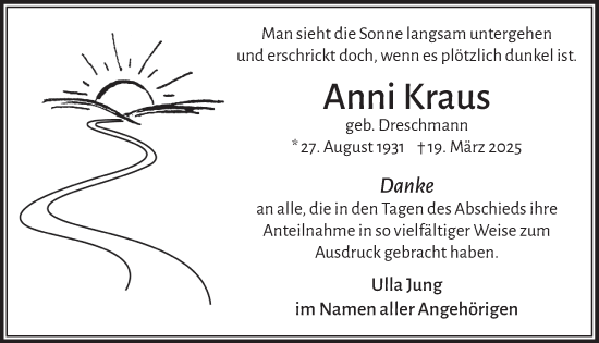 Anzeige von Anni Kraus von  Werbepost 