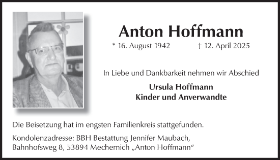 Anzeige von Anton Hoffmann von  EXPRESS - Die Woche 