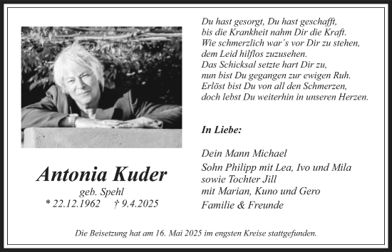 Anzeige von Antonia Kuder von  Werbepost 