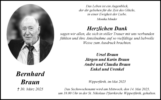 Anzeige von Bernhard Braun von Kölner Stadt-Anzeiger / Kölnische Rundschau / Express