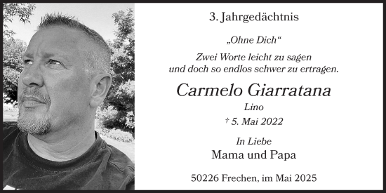Anzeige von Carmelo Giarratana von  Wochenende 