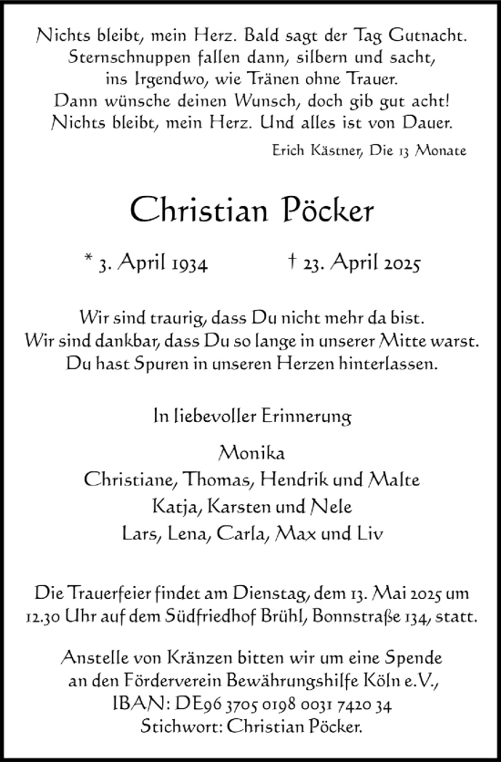 Anzeige von Christian Pöcker von  Schlossbote/Werbekurier 