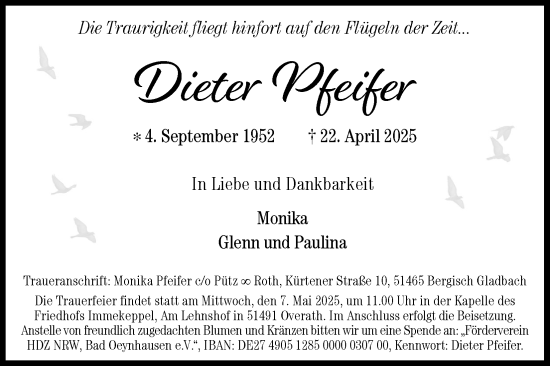 Anzeige von Dieter Pfeifer von Kölner Stadt-Anzeiger / Kölnische Rundschau / Express