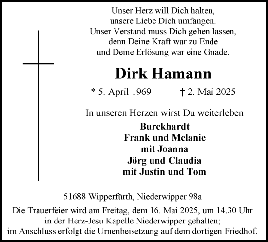 Anzeige von Dirk Hamann von Kölner Stadt-Anzeiger / Kölnische Rundschau / Express