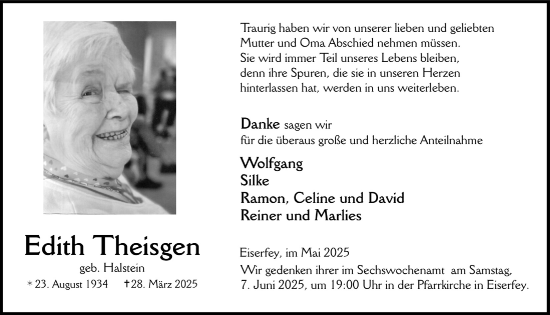 Anzeige von Edith Theisgen von  Blickpunkt Euskirchen 