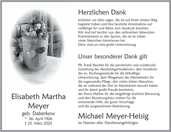 Anzeige von Elisabeth Martha Meyer von  Blickpunkt Euskirchen 