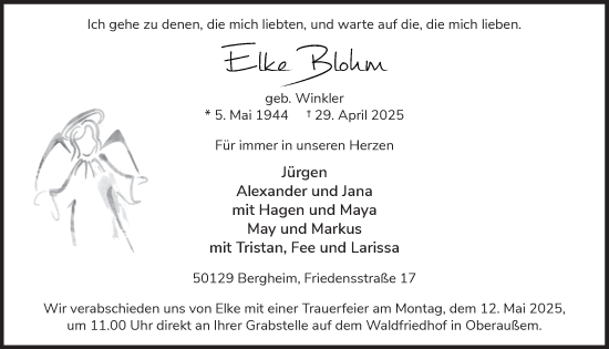 Anzeige von Elke Blohm von  Werbepost 