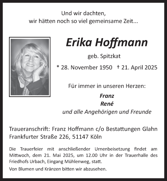 Anzeige von Erika Hoffmann von  EXPRESS - Die Woche 