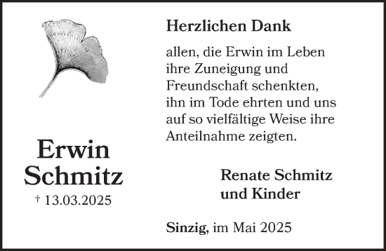Anzeige von Erwin Schmitz von  Blickpunkt Euskirchen 