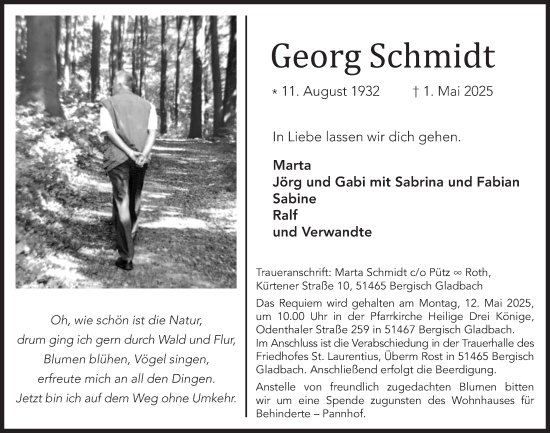 Anzeige von Georg Schmidt von  Bergisches Handelsblatt 