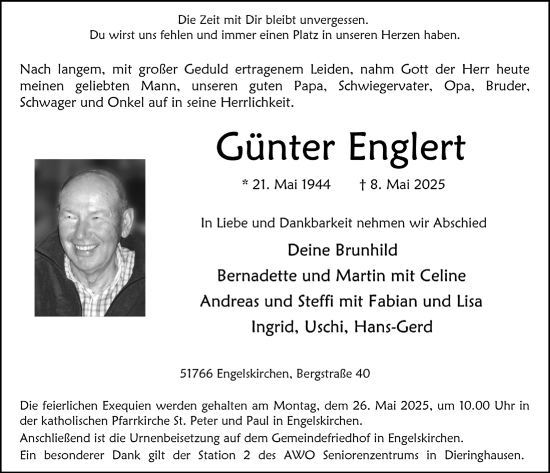 Anzeige von Günter Englert von  Anzeigen Echo 