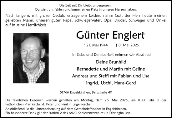 Anzeige von Günter Englert von Kölner Stadt-Anzeiger / Kölnische Rundschau / Express