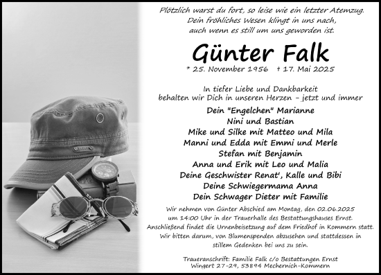 Anzeige von Günter Falk von  Blickpunkt Euskirchen 