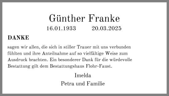 Anzeige von Günther Franke von Kölner Stadt-Anzeiger / Kölnische Rundschau / Express
