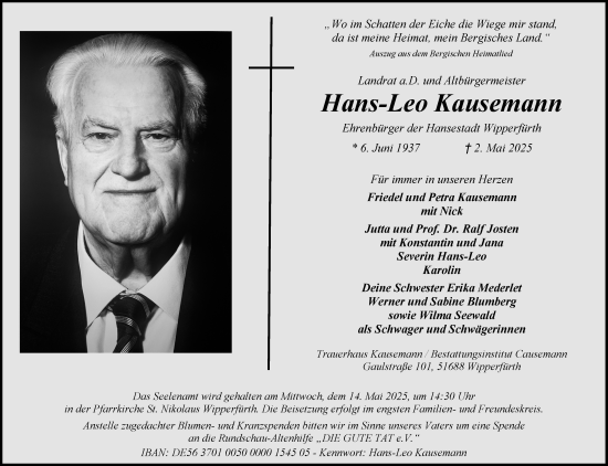 Anzeige von Hans-Leo Kausemann von Kölner Stadt-Anzeiger / Kölnische Rundschau / Express