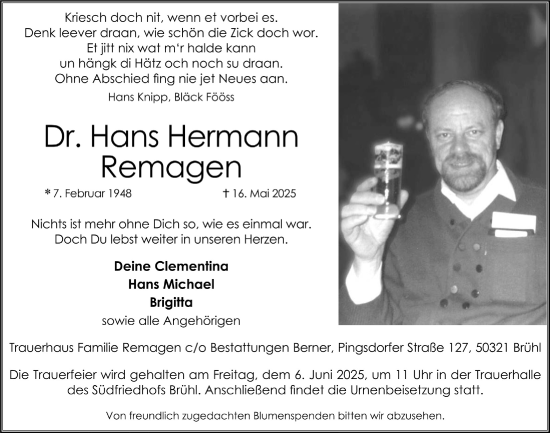 Anzeige von Hans Hermann Remagen von  Schlossbote/Werbekurier 