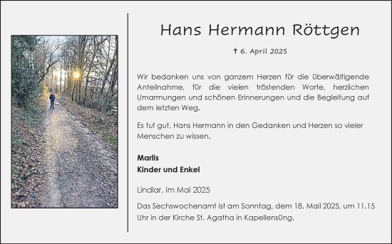 Anzeige von Hans Hermann Röttgen von Kölner Stadt-Anzeiger / Kölnische Rundschau / Express