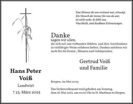 Anzeige von Hans Peter Voiß von  Werbepost 