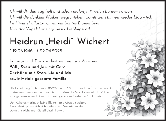 Anzeige von Heidrun Wichert von  Werbepost 
