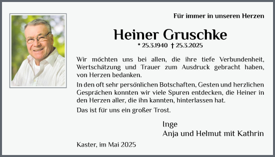 Anzeige von Heiner Gruschke von  Werbepost 
