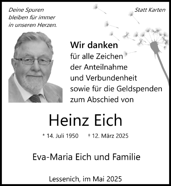 Anzeige von Heinz Eich von  Blickpunkt Euskirchen 